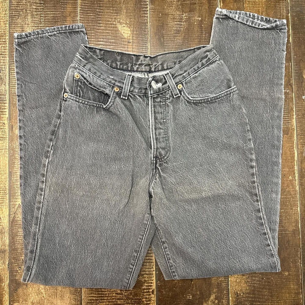 Vintage Levis 501 Black Jeans Made in USA Late 80s Straight Leg Faded Charcoal